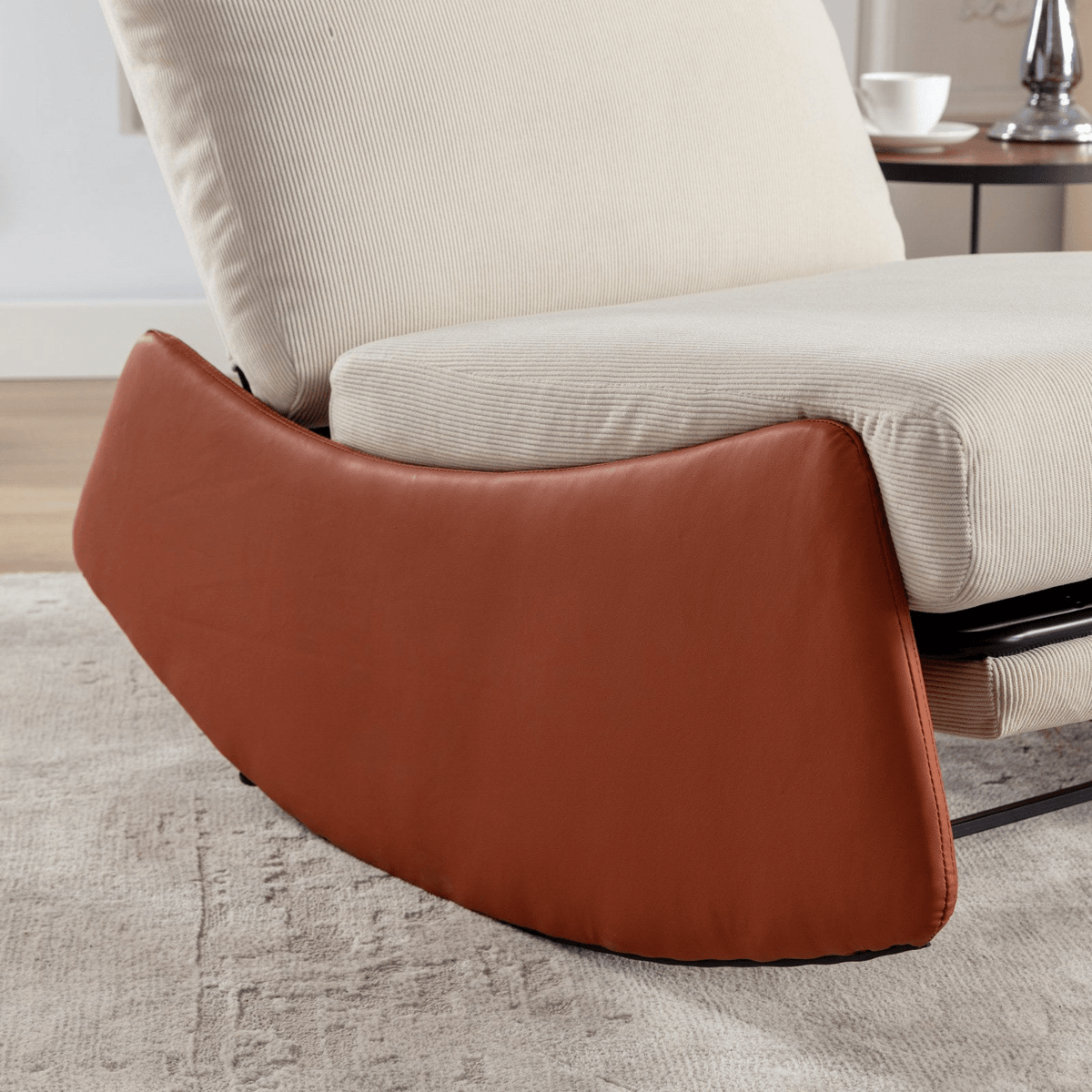 Modern Orange Upholstered Rocking Chair Recliner with Footrest and Adjustable Backrest - Mervyns