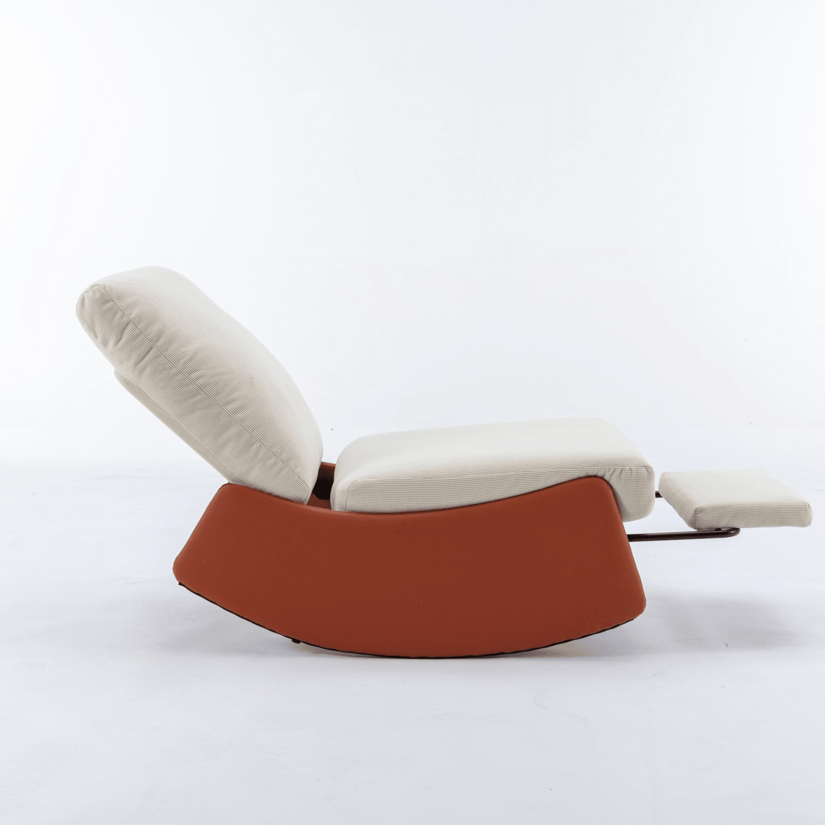 Modern Orange Upholstered Rocking Chair Recliner with Footrest and Adjustable Backrest - Mervyns