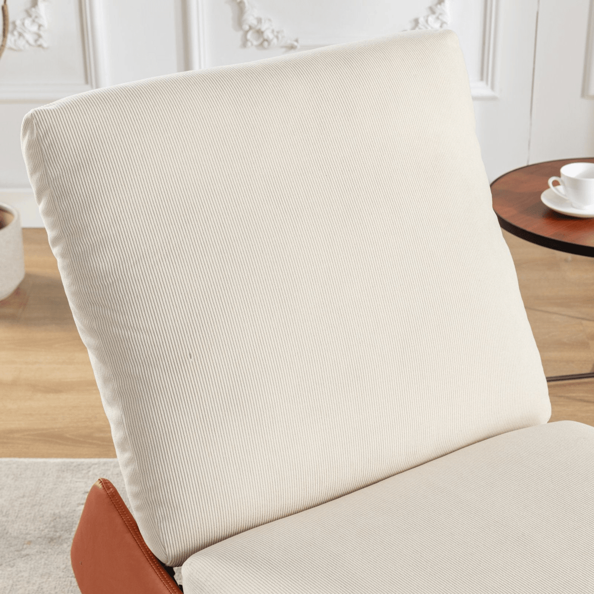 Modern Orange Upholstered Rocking Chair Recliner with Footrest and Adjustable Backrest - Mervyns