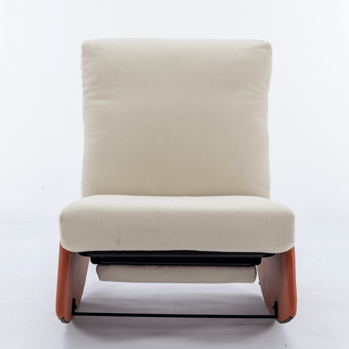 Modern Orange Upholstered Rocking Chair Recliner with Footrest and Adjustable Backrest - Mervyns