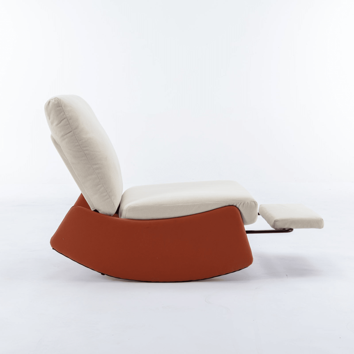 Modern Orange Upholstered Rocking Chair Recliner with Footrest and Adjustable Backrest - Mervyns
