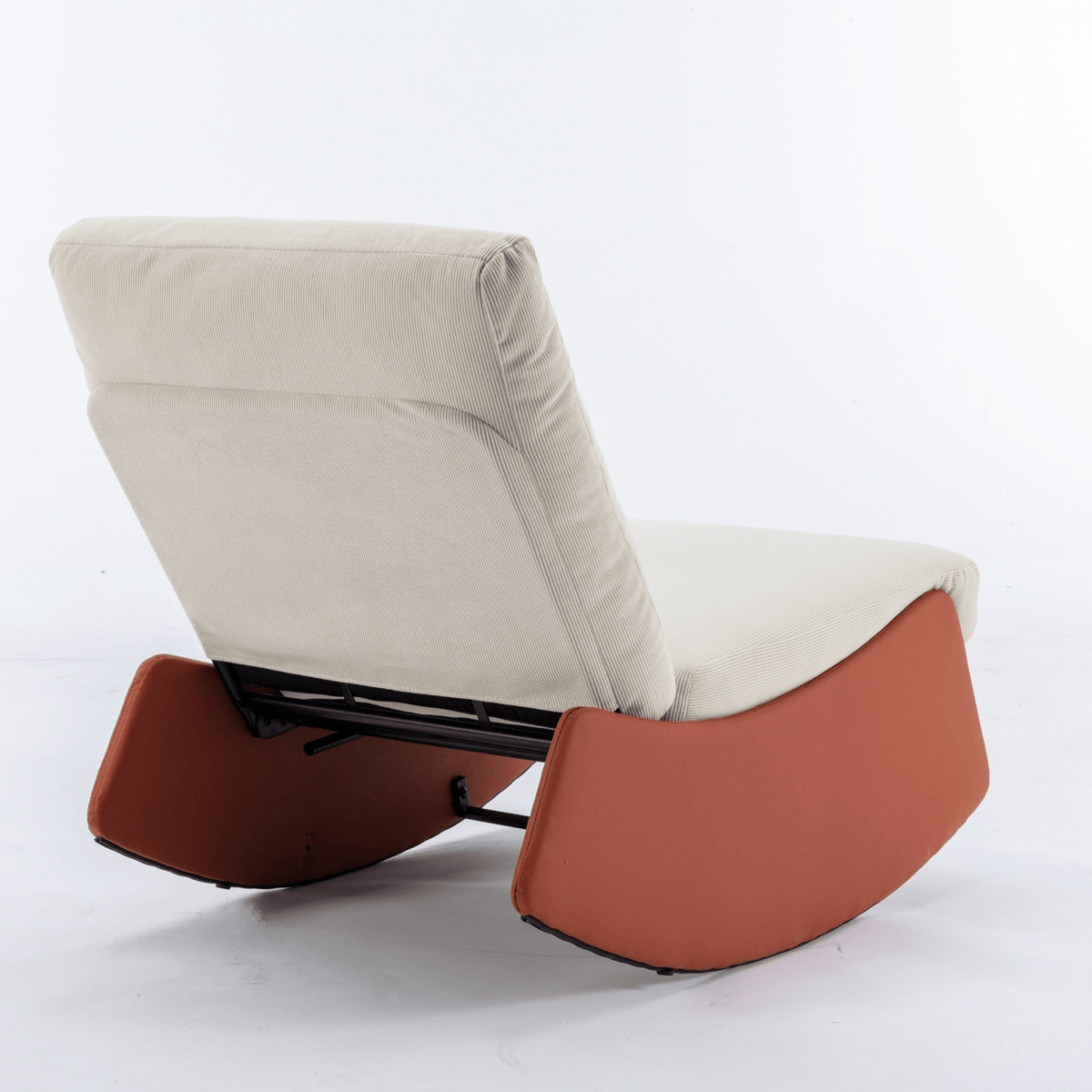Modern Orange Upholstered Rocking Chair Recliner with Footrest and Adjustable Backrest - Mervyns