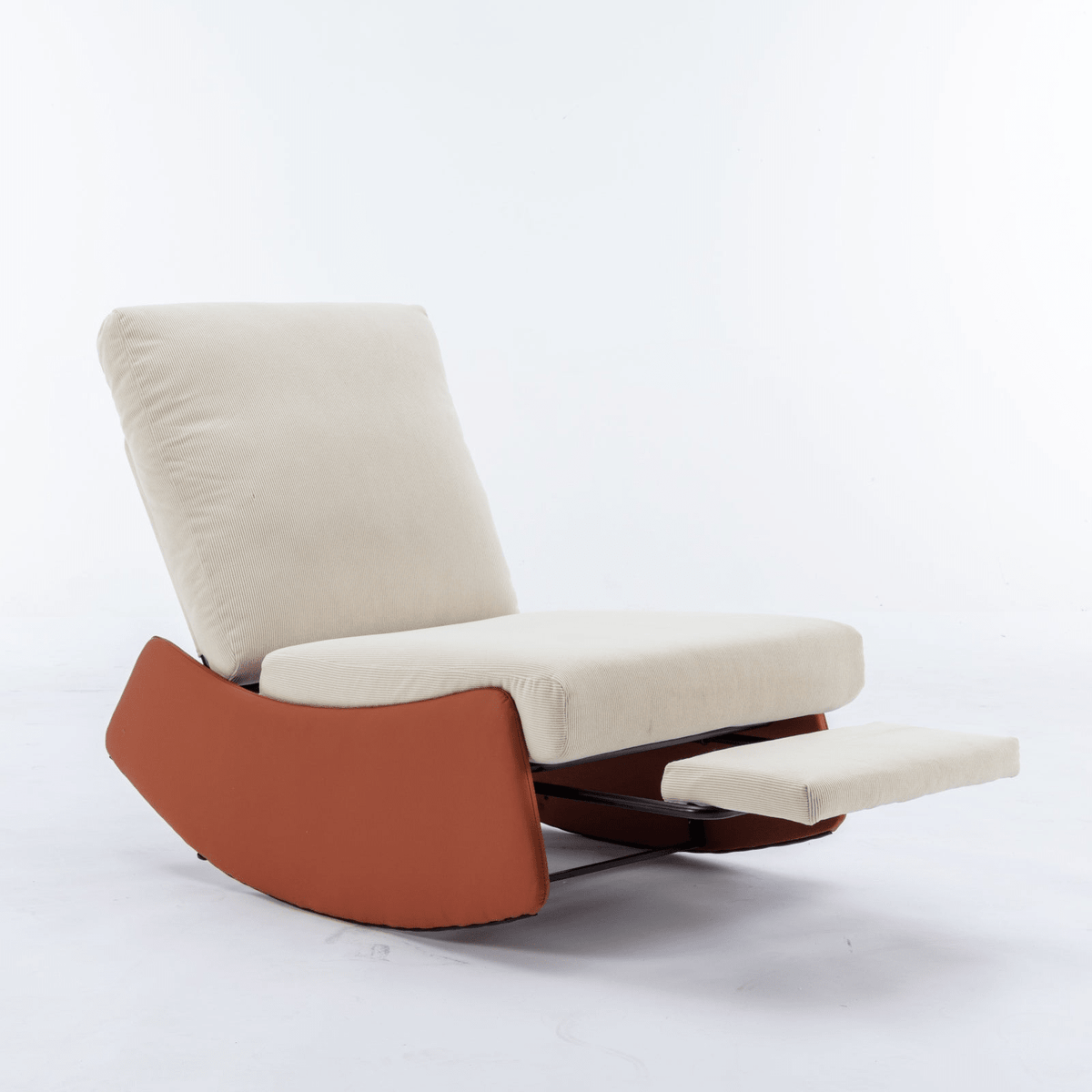 Modern Orange Upholstered Rocking Chair Recliner with Footrest and Adjustable Backrest - Mervyns