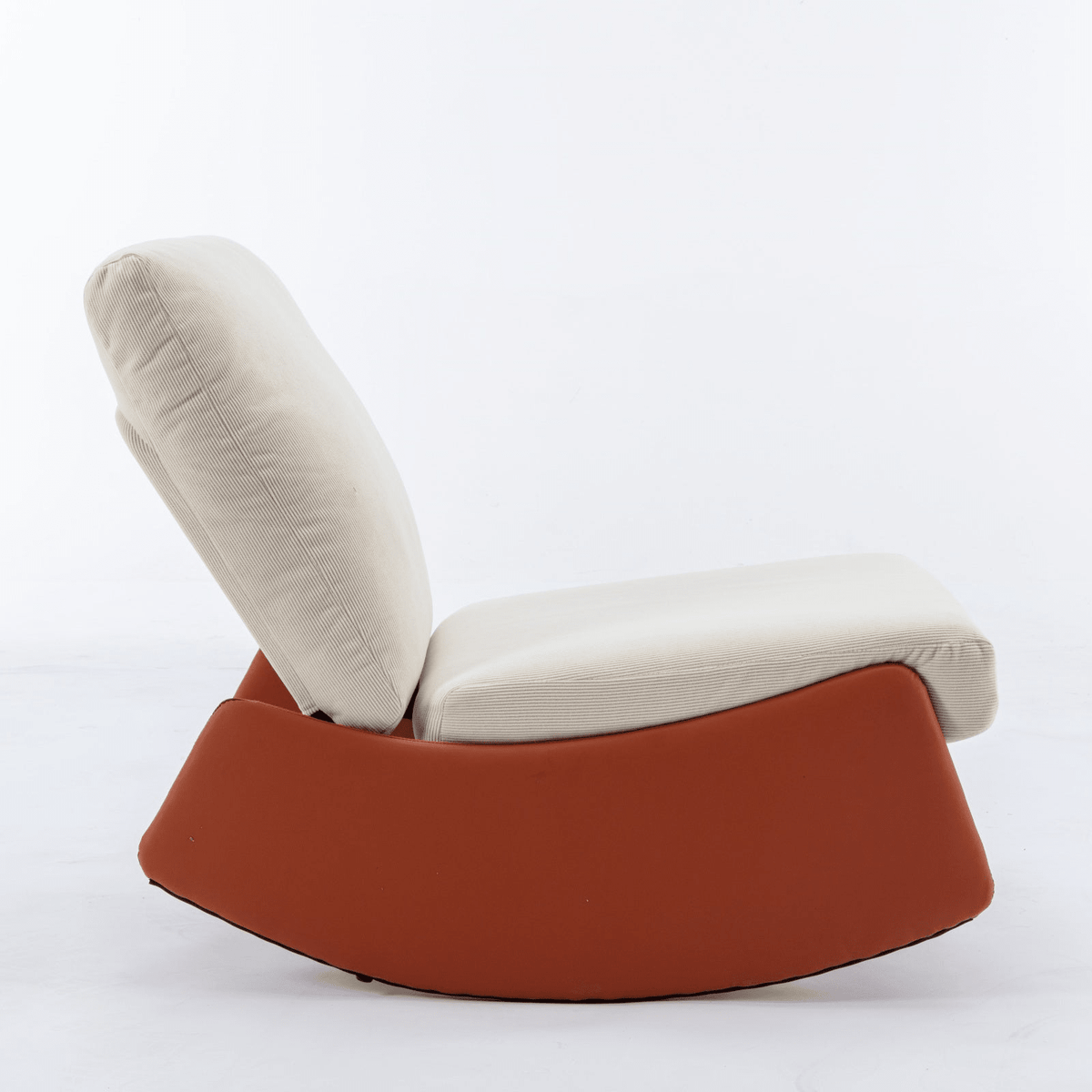 Modern Orange Upholstered Rocking Chair Recliner with Footrest and Adjustable Backrest - Mervyns