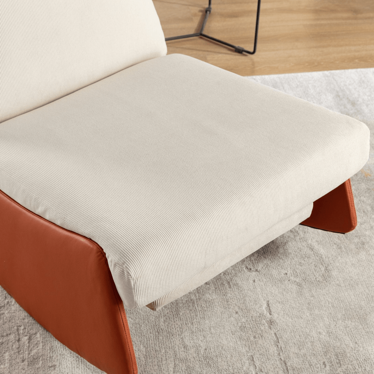Modern Orange Upholstered Rocking Chair Recliner with Footrest and Adjustable Backrest - Mervyns
