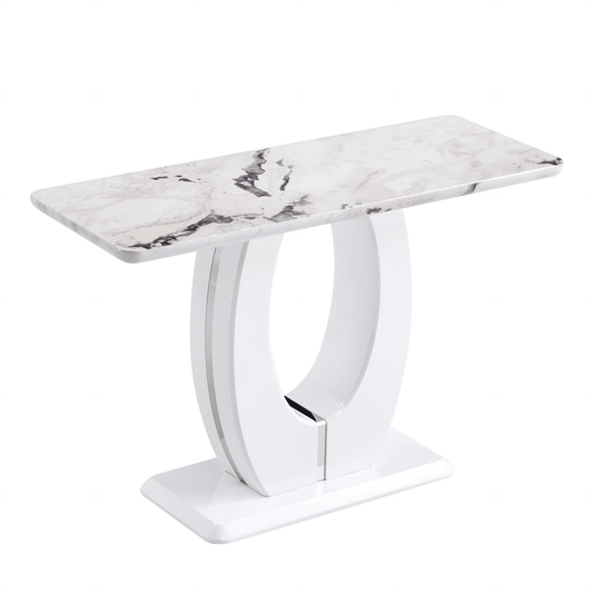 Modern Simple Glossy White Rectangular Counter Bar Table MDF 47.24 x 18.11 x 29.52 Inches - Mervyns