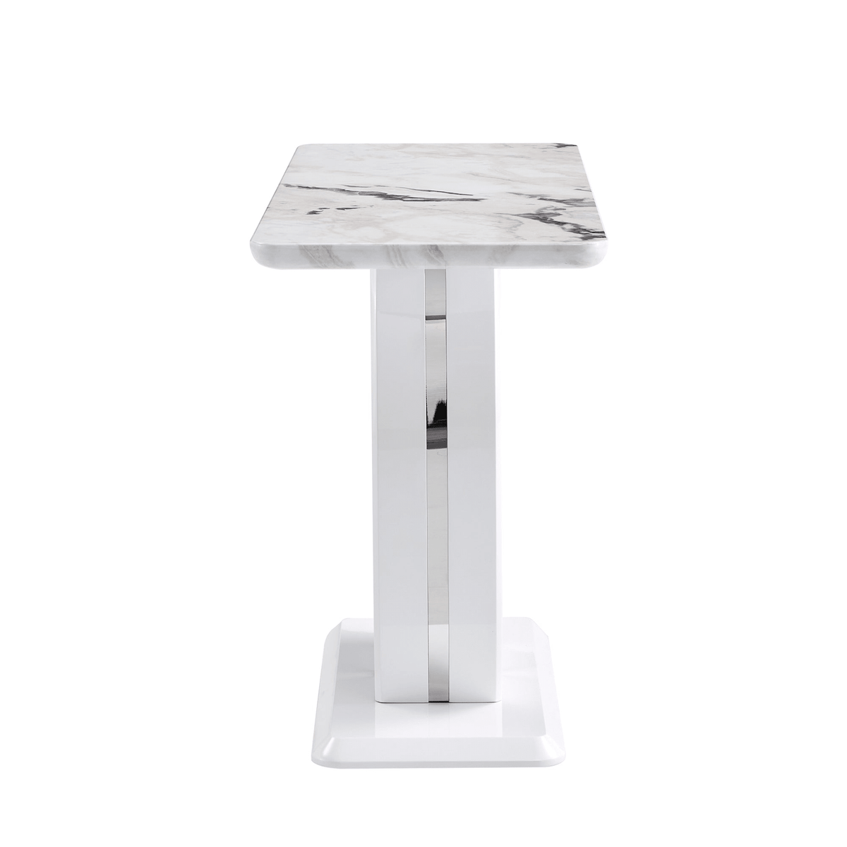 Modern Simple Glossy White Rectangular Counter Bar Table MDF 47.24 x 18.11 x 29.52 Inches - Mervyns