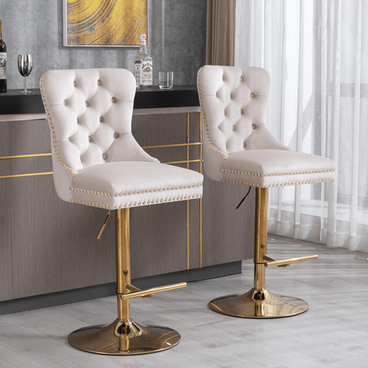 Modern Upholstered Velvet Swivel Bar Stools Tufted with Adjustable Seat Height - Mervyns
