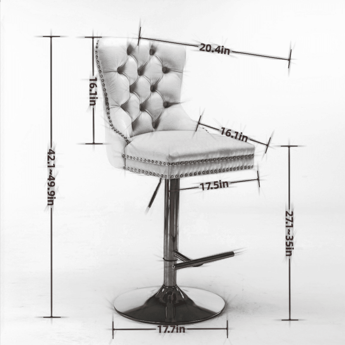 Modern Upholstered Velvet Swivel Bar Stools Tufted with Adjustable Seat Height - Mervyns