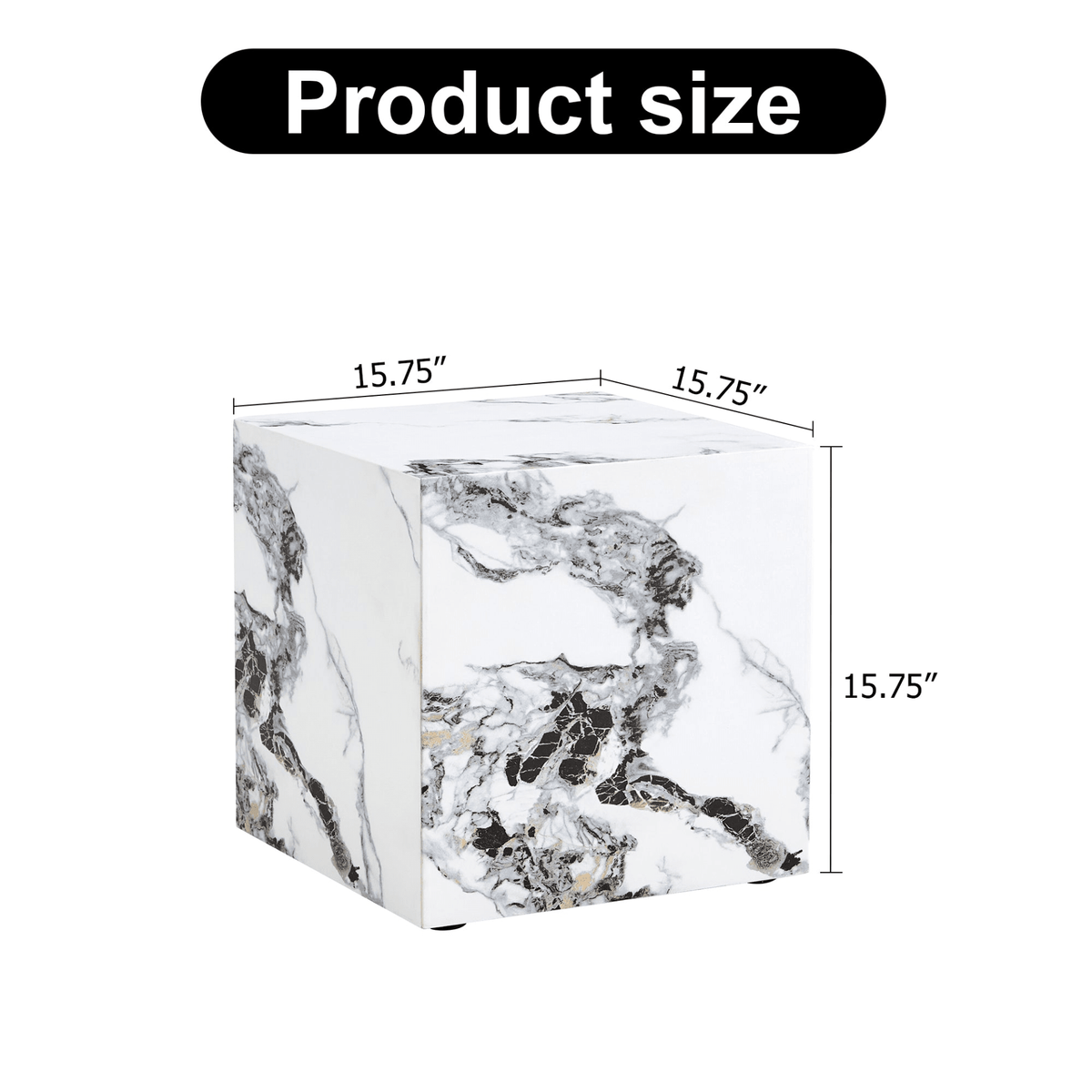 Modern white MDF+sticker material cube stylish texture design coffee table -15.75 inches - Mervyns