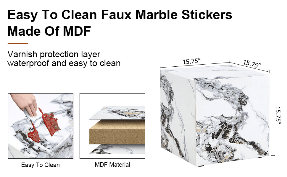 Modern white MDF+sticker material cube stylish texture design coffee table -15.75 inches - Mervyns