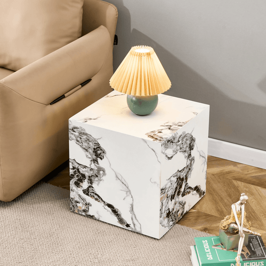 Modern white MDF+sticker material cube stylish texture design coffee table -15.75 inches - Mervyns