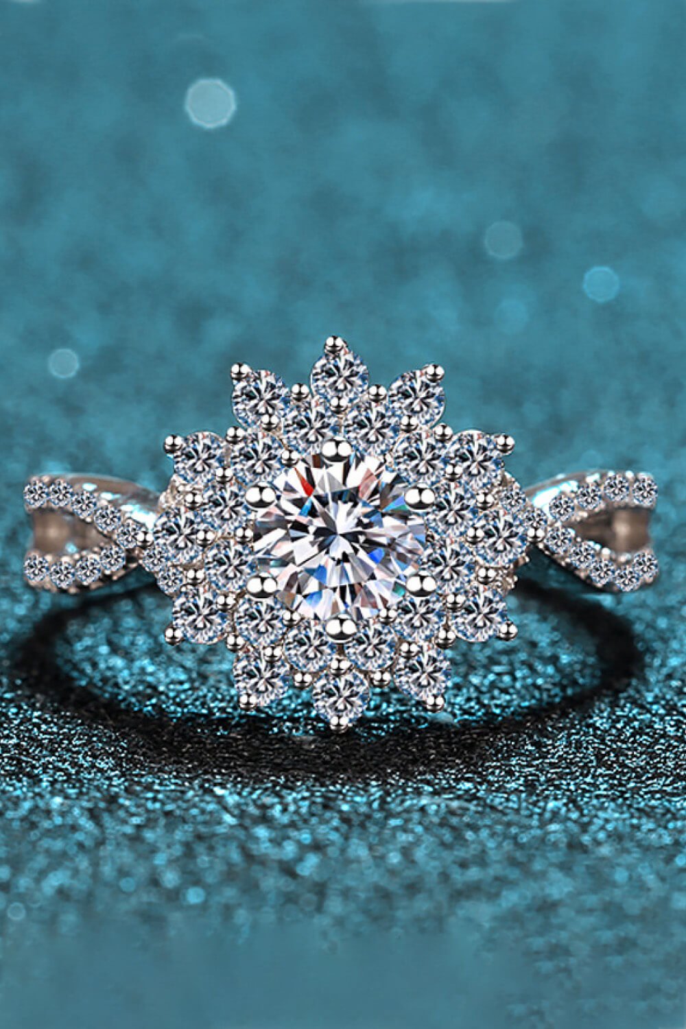 Moissanite Flower - Shape Split Shank Ring - Mervyns