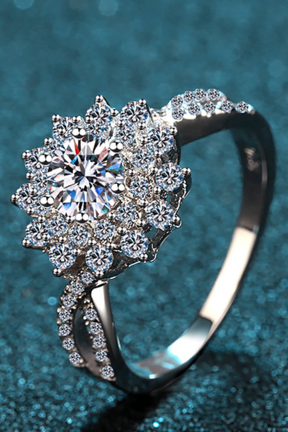 Moissanite Flower - Shape Split Shank Ring - Mervyns