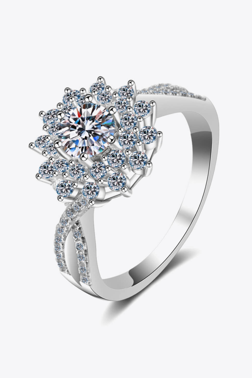 Moissanite Flower - Shape Split Shank Ring - Mervyns