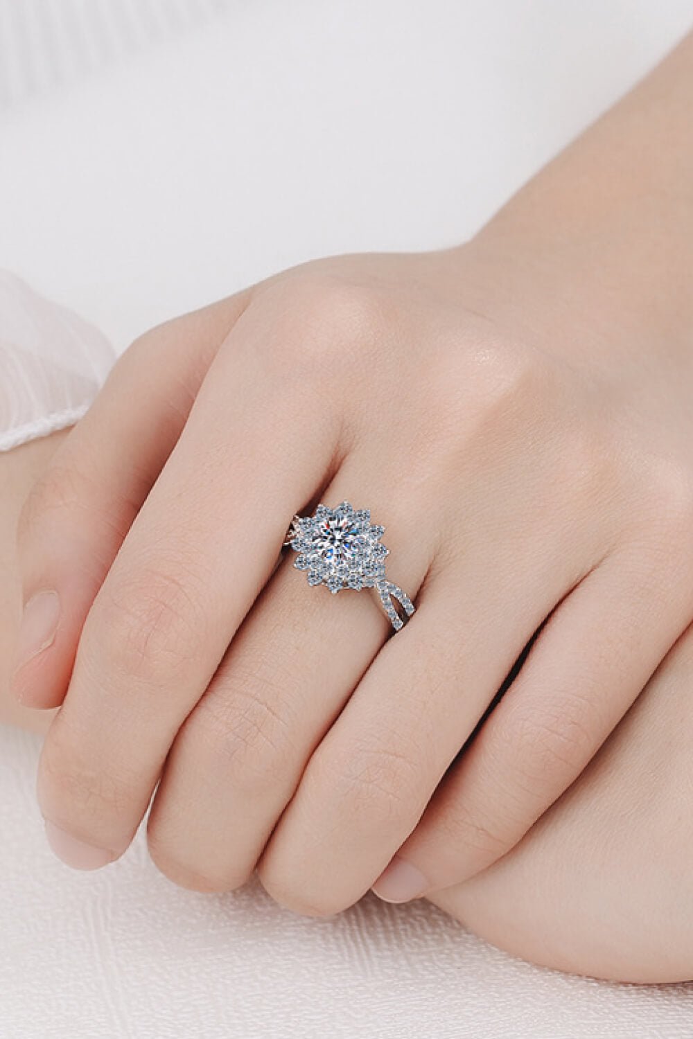 Moissanite Flower - Shape Split Shank Ring - Mervyns