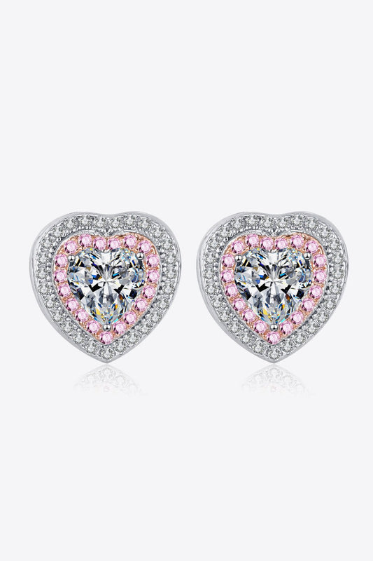 Moissanite Heart - Shaped Stud Earrings - Mervyns