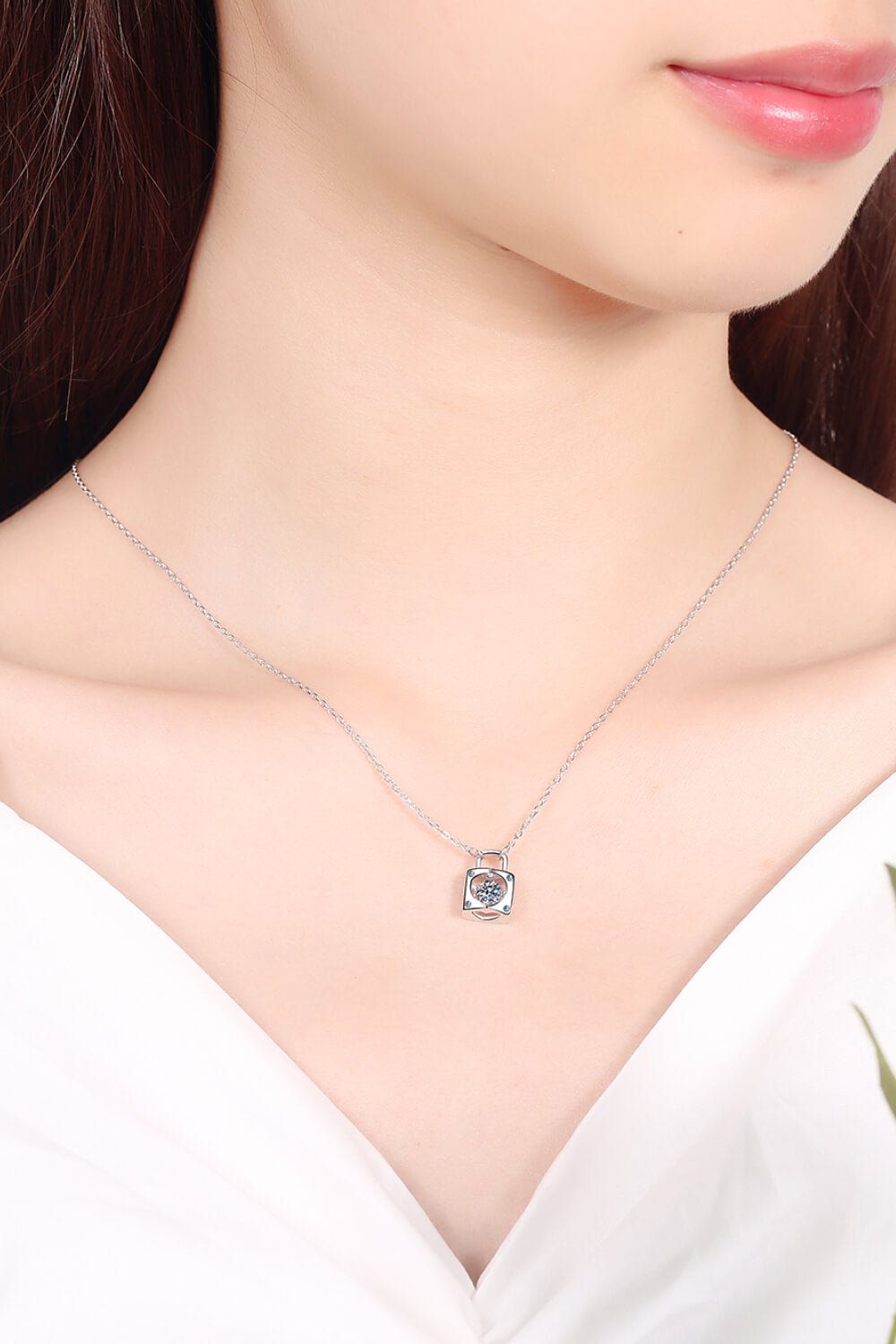 Moissanite Lock Pendant Necklace - Mervyns