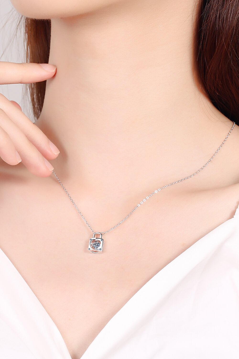 Moissanite Lock Pendant Necklace - Mervyns