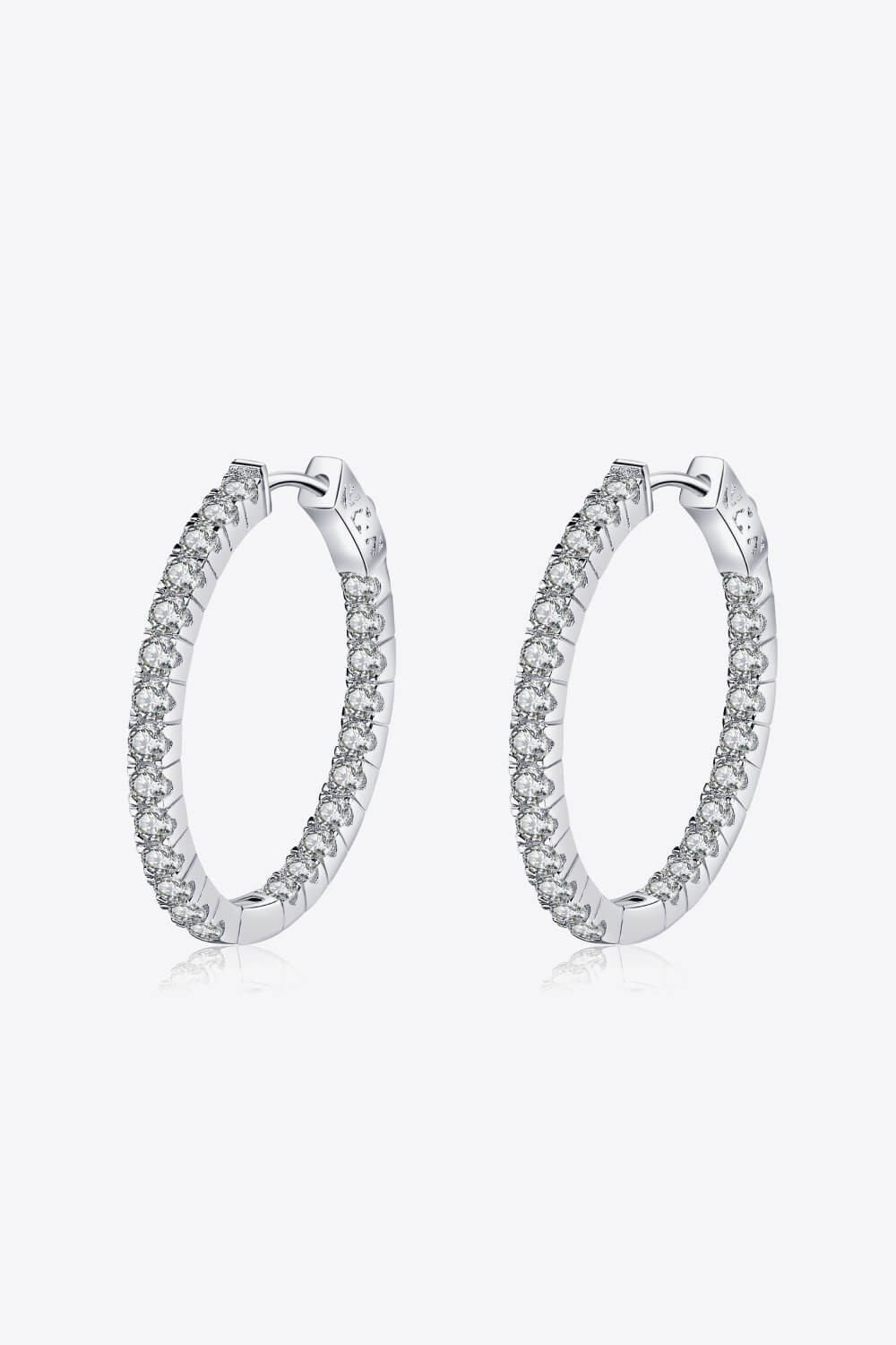 Moissanite Rhodium - Plated Hoop Earrings - Mervyns