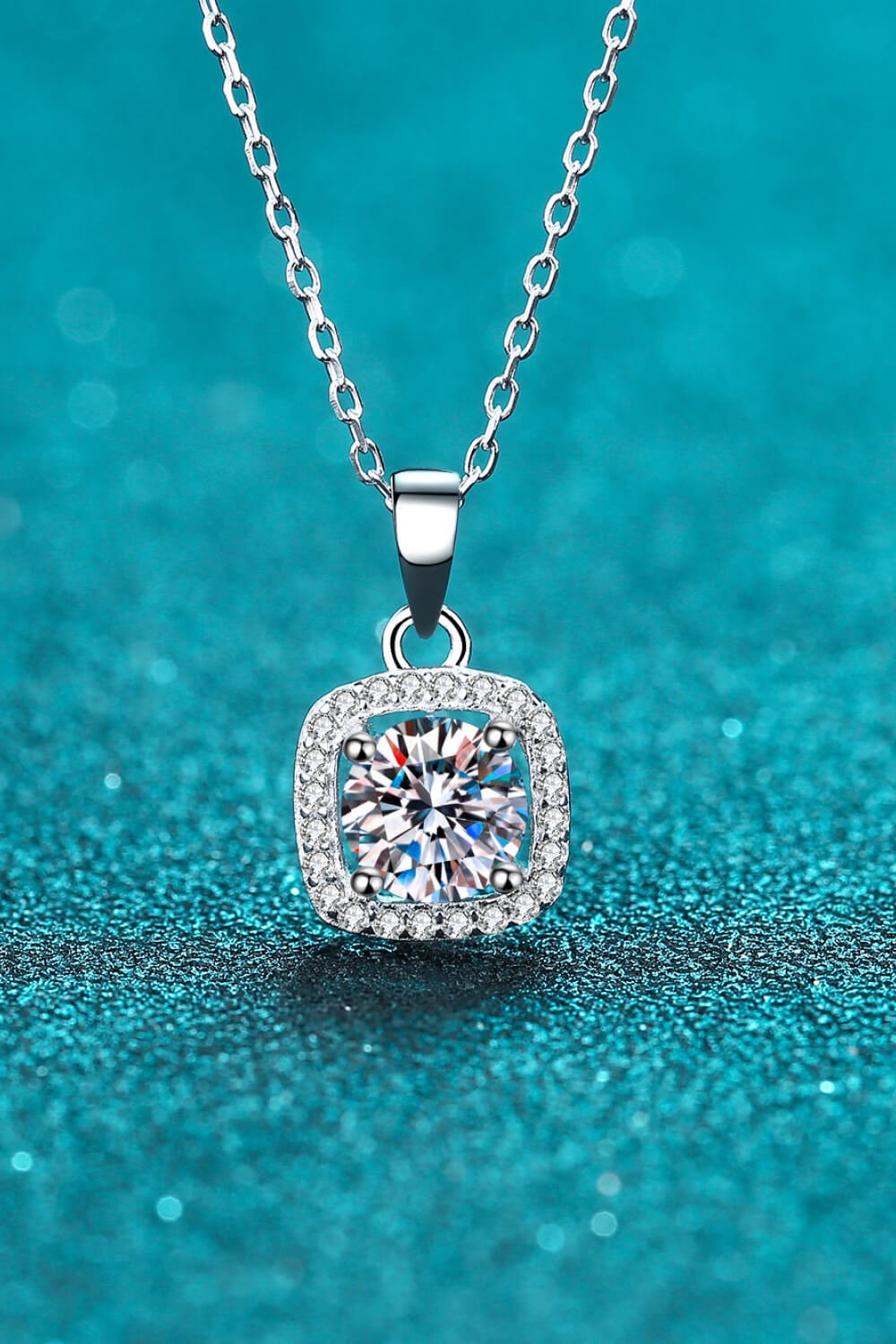 Moissanite Square Pendant Chain Necklace - Mervyns