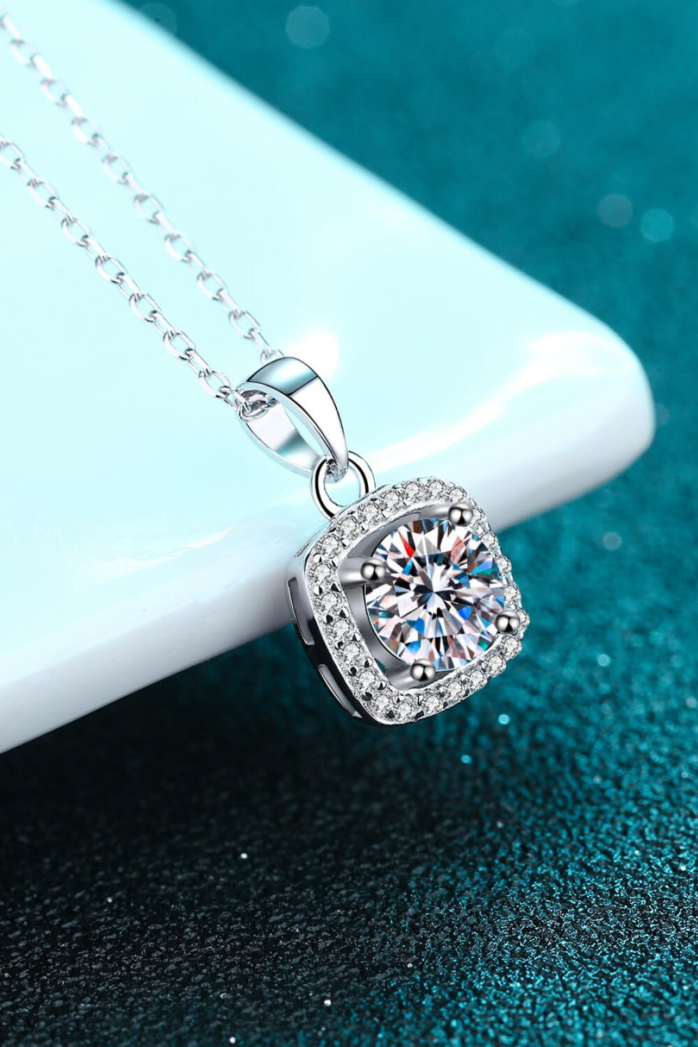 Moissanite Square Pendant Chain Necklace - Mervyns