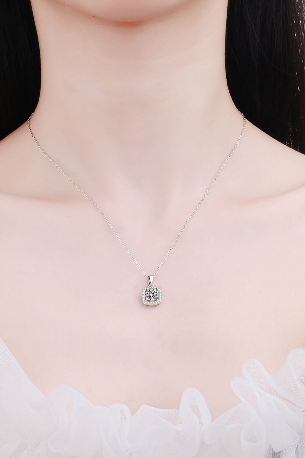 Moissanite Square Pendant Chain Necklace - Mervyns