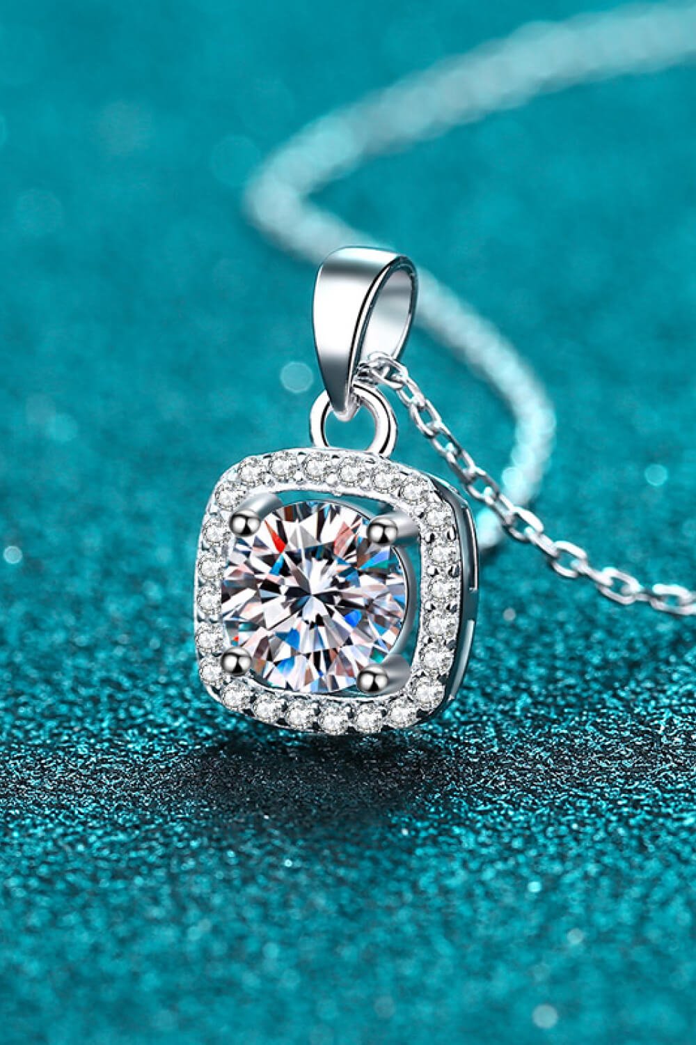 Moissanite Square Pendant Chain Necklace - Mervyns