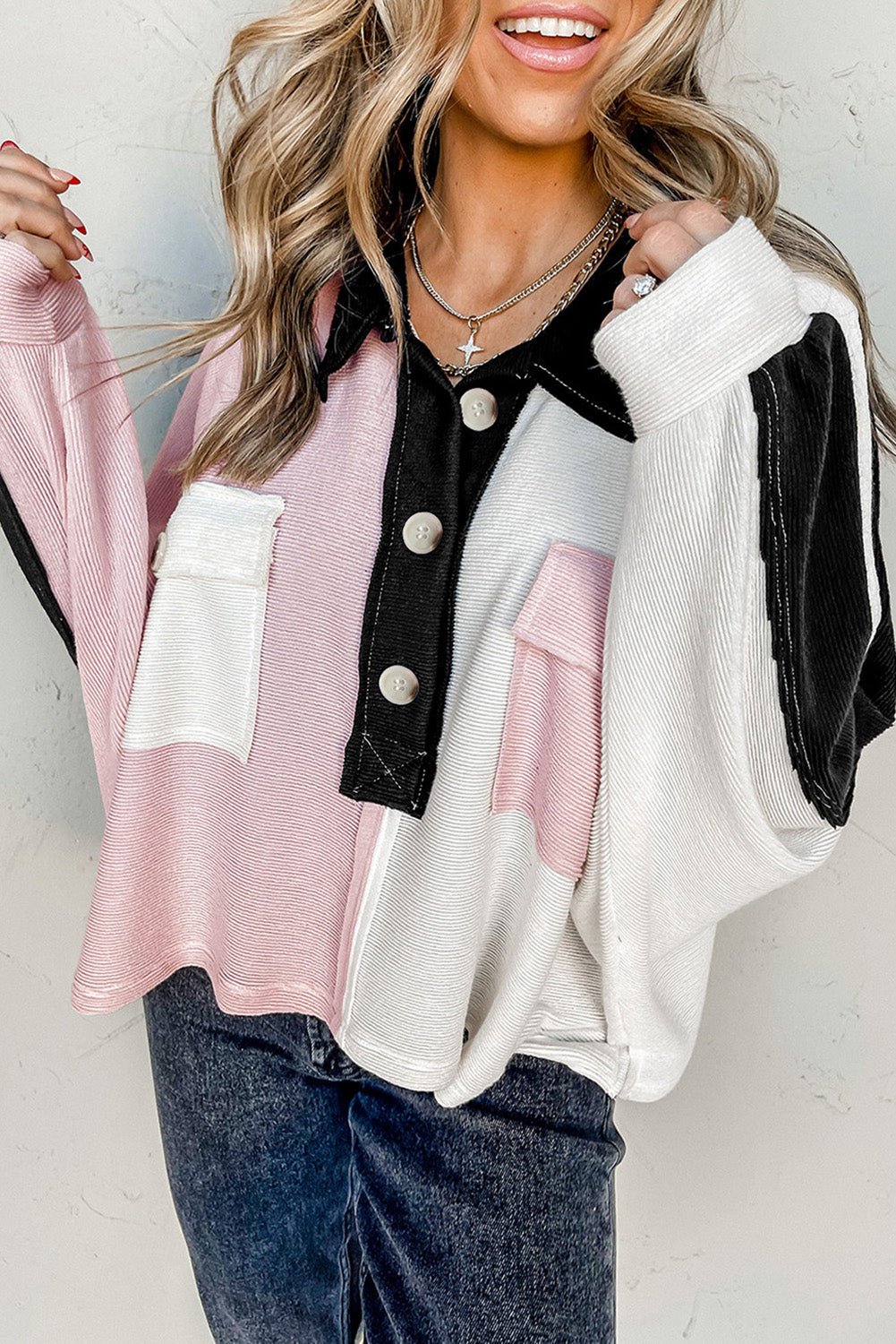 Multicolor Button - Down Long Sleeve Blouse - Mervyns