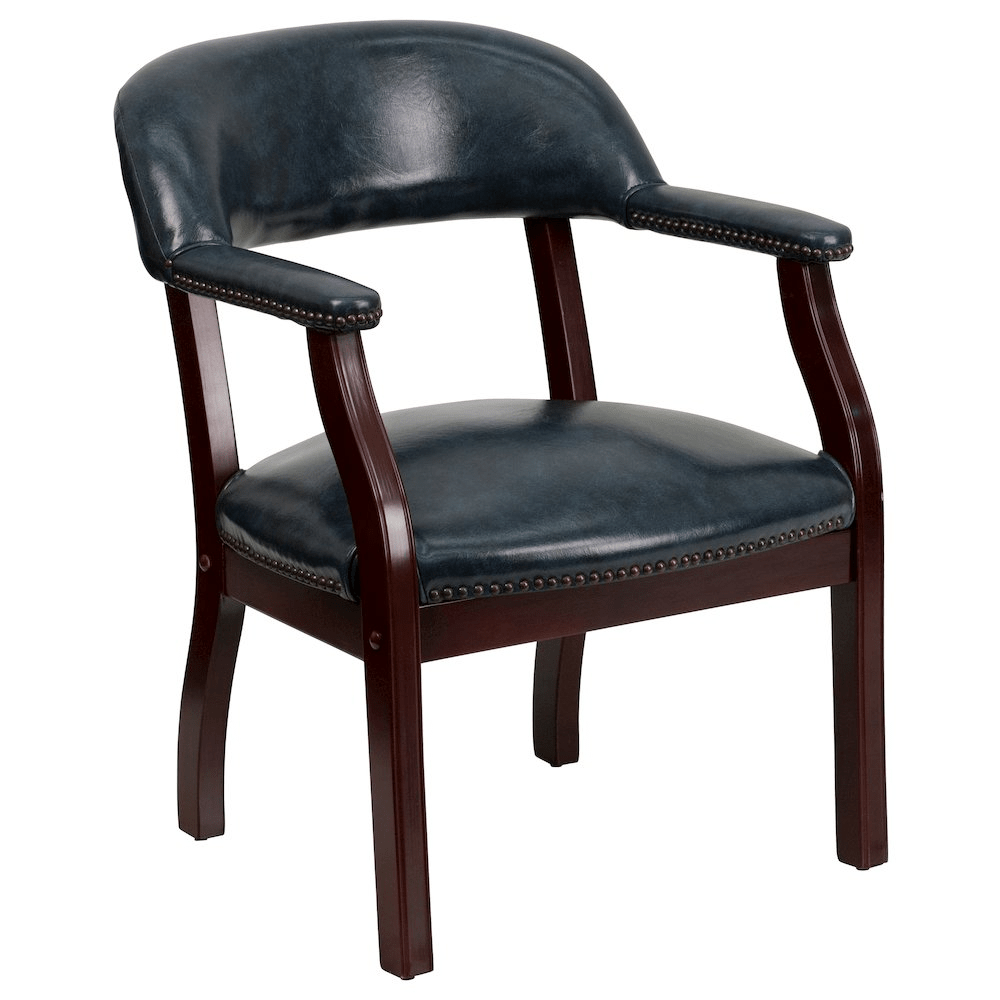Navy Vinyl Luxurious Conference Chair with Accent Nail Trim - Mervyns