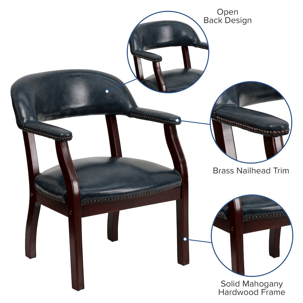 Navy Vinyl Luxurious Conference Chair with Accent Nail Trim - Mervyns