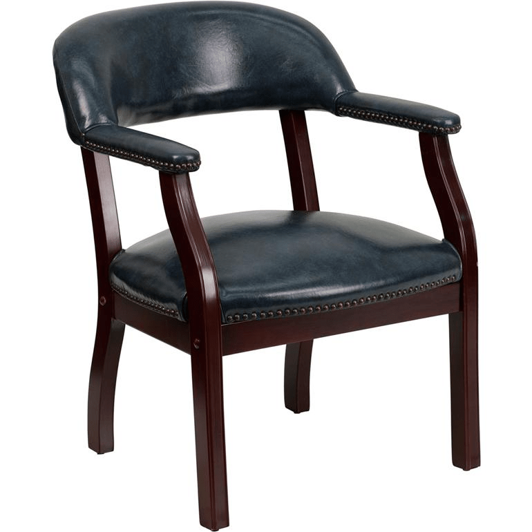 Navy Vinyl Luxurious Conference Chair with Accent Nail Trim - Mervyns