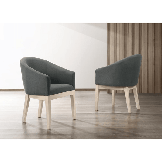Neroli Set of 2 Gray Fabric Barrel Accent Chair - Mervyns