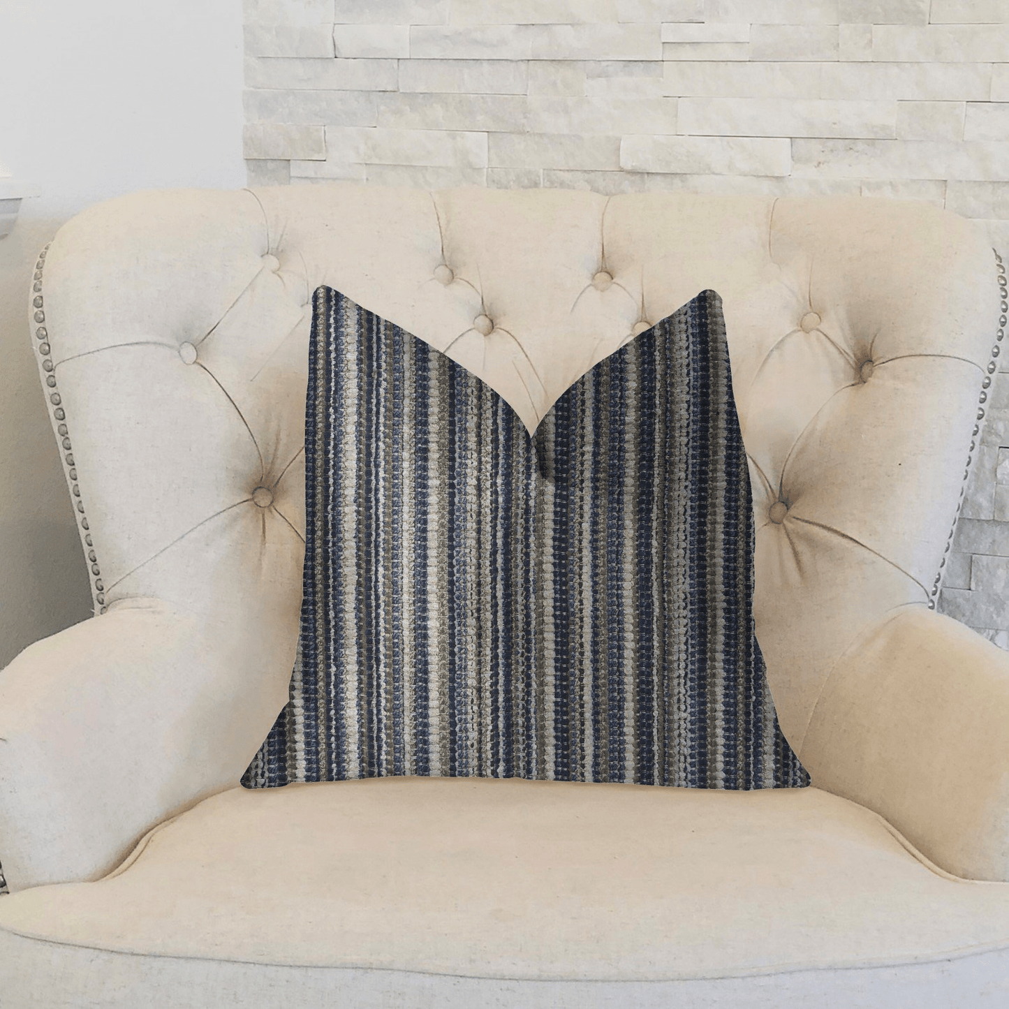 New Hampton Ivory and Blue Luxury Throw Pillow - Mervyns