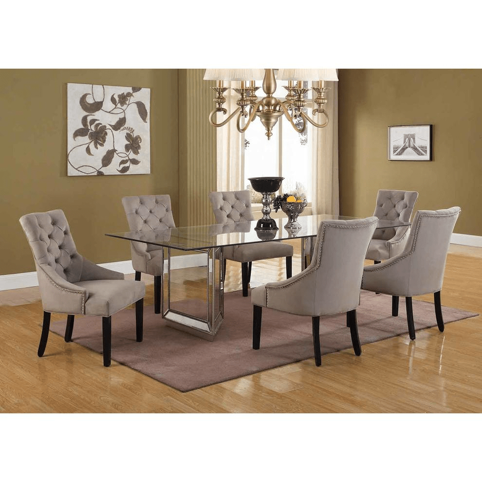 Nicolette Mirrored Silver 96" Dining Table - Mervyns