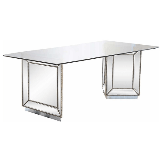 Nicolette Mirrored Silver 96" Dining Table - Mervyns