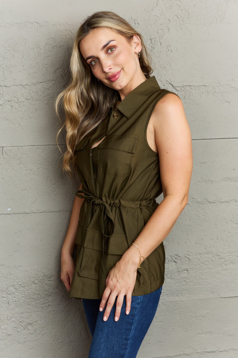 Ninexis Follow The Light Sleeveless Collared Button Down Top - Mervyns