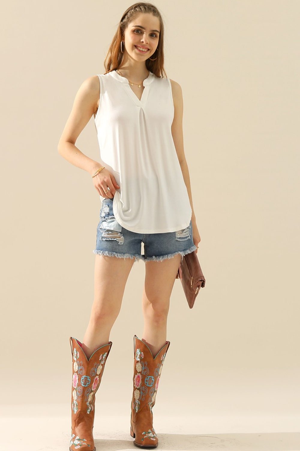 Ninexis Full Size Notched Sleeveless Top - Mervyns