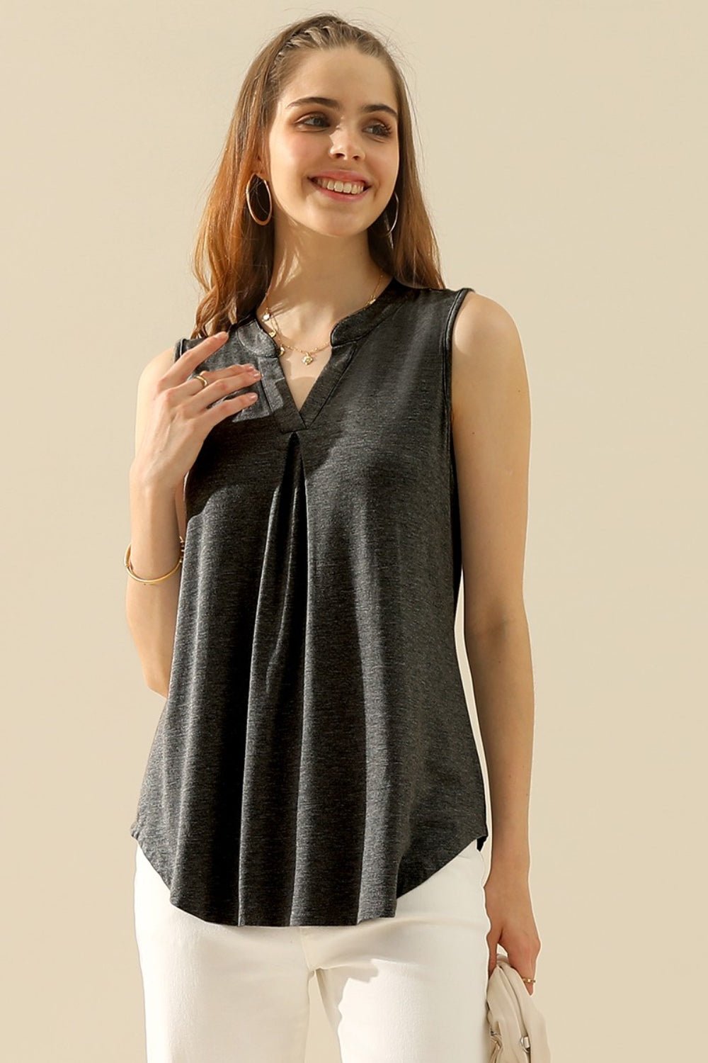 Ninexis Full Size Notched Sleeveless Top - Mervyns