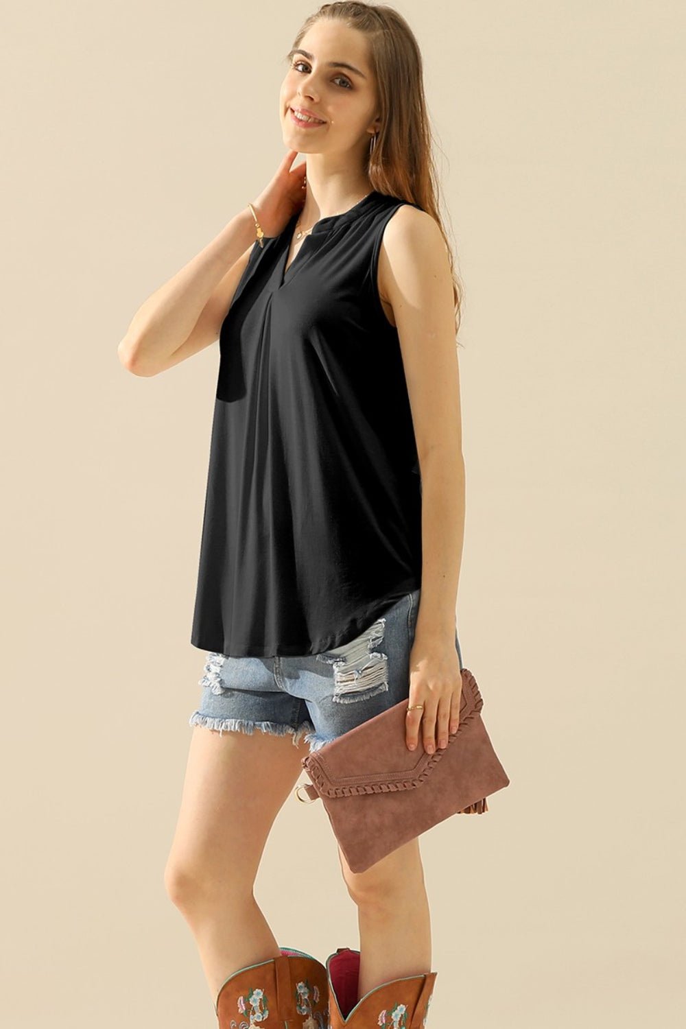 Ninexis Full Size Notched Sleeveless Top - Mervyns