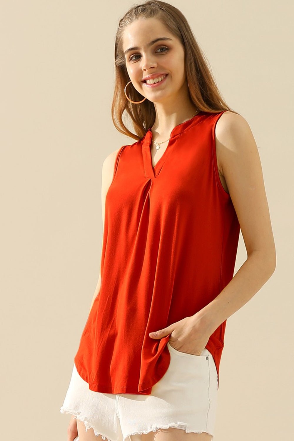 Ninexis Full Size Notched Sleeveless Top - Mervyns