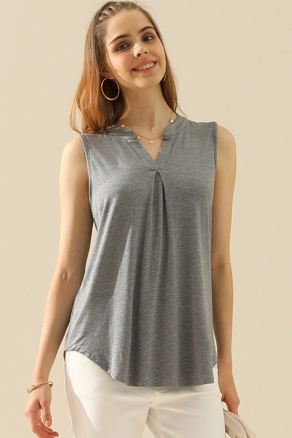 Ninexis Full Size Notched Sleeveless Top - Mervyns