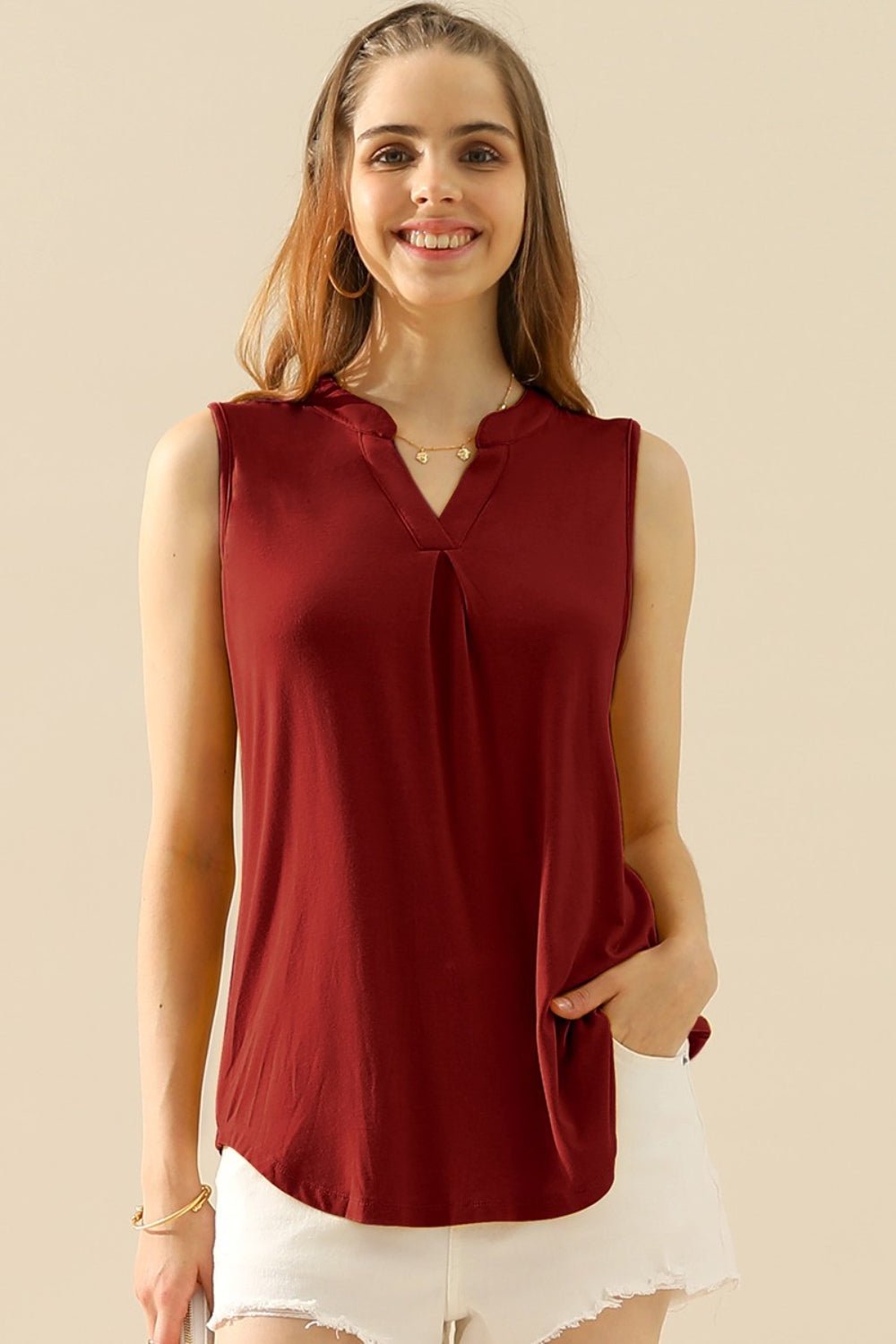 Ninexis Full Size Notched Sleeveless Top - Mervyns