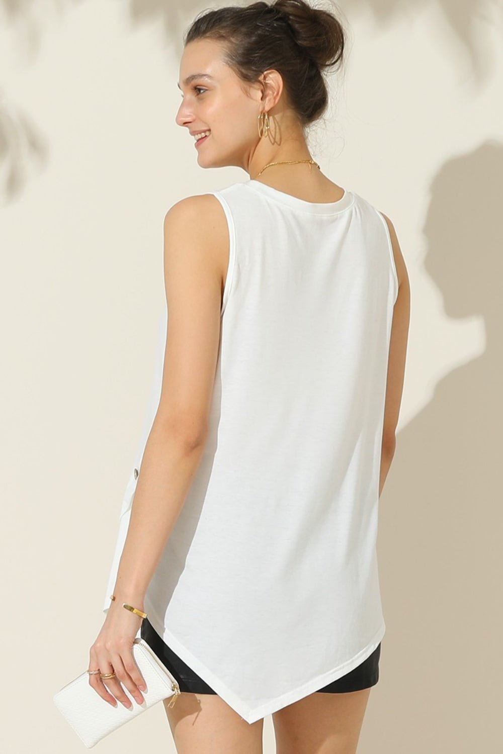 Ninexis Round Neck Button Side Tank - Mervyns