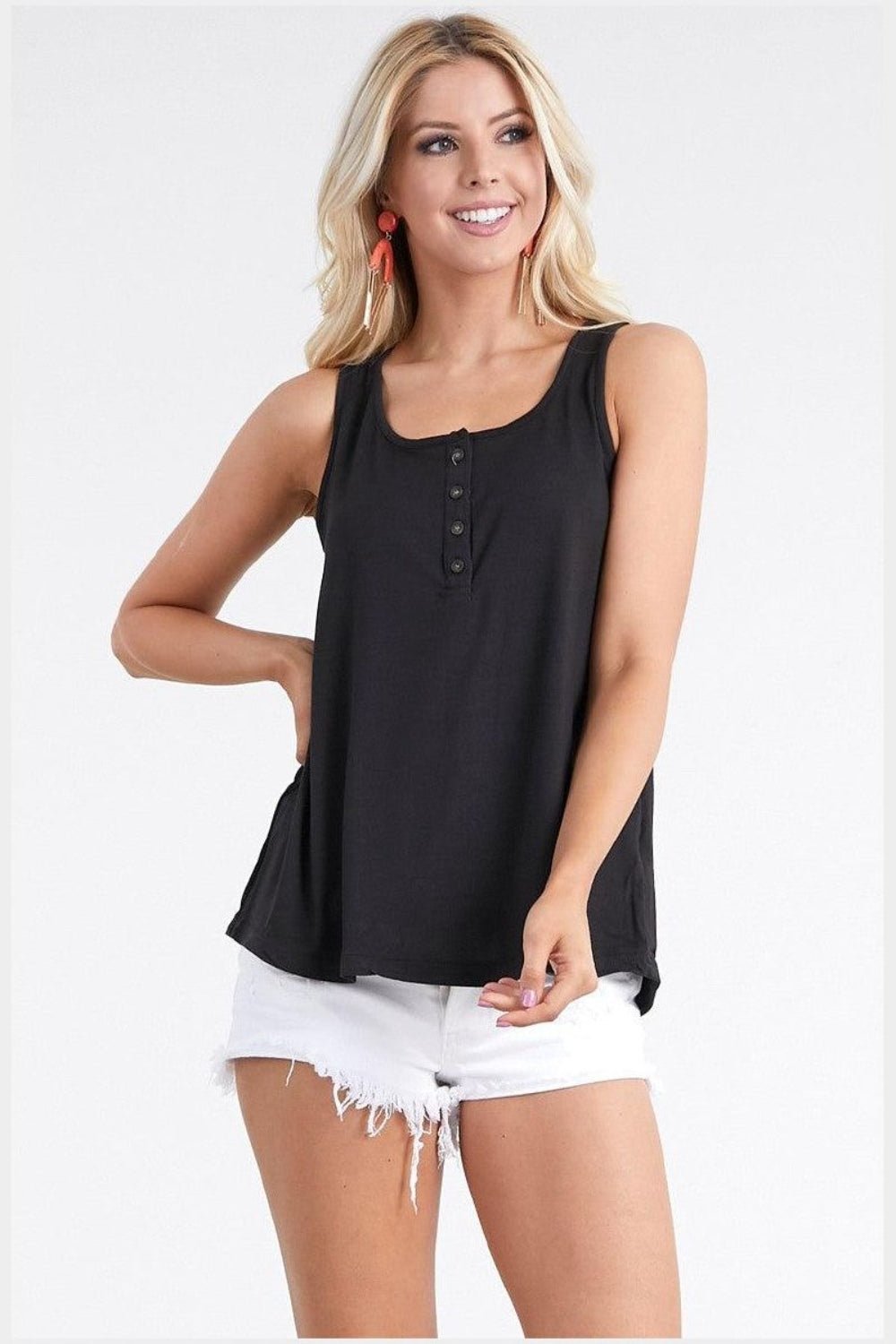 Ninexis Square Neck Half Button Tank - Mervyns