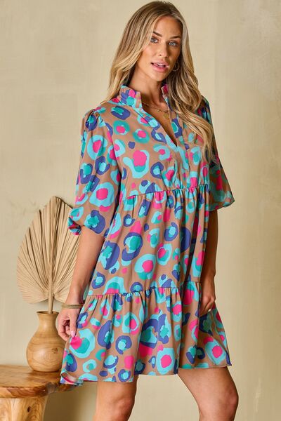 Notched Balloon Sleeve Mini Dress - Mervyns