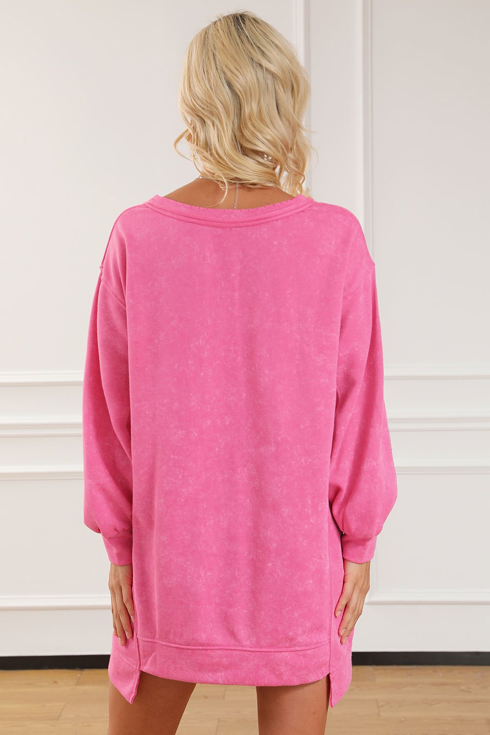 Notched Long Sleeve Oversize Sweatshirt - Mervyns