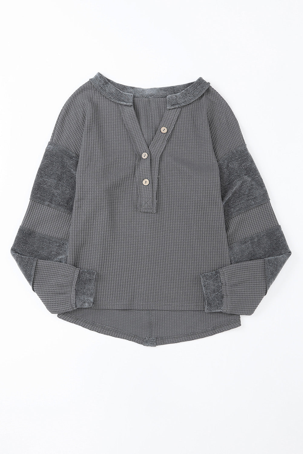 Notched Neck Waffle - Knit Blouse - Mervyns