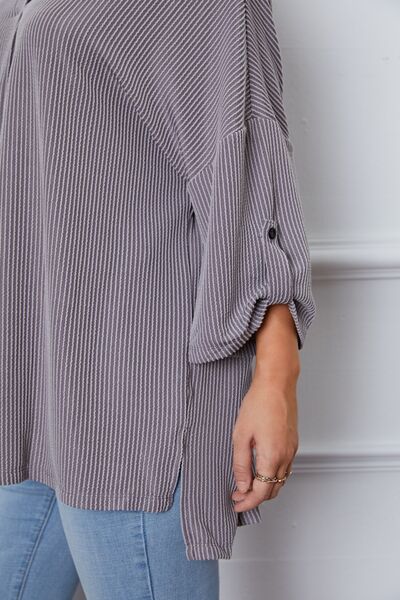 Notched Roll - Tab Sleeve Blouse - Mervyns