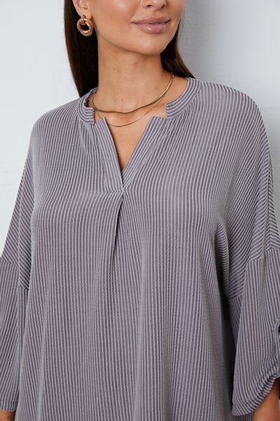 Notched Roll - Tab Sleeve Blouse - Mervyns